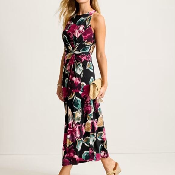 Tommy Bahama Dresses & Skirts - Tommy Bahama Jasmina Blooms Twist Front Maxi Dress Black Red Floral Small